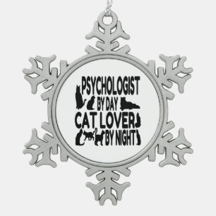 Psycholoog van Day Cat Lover by Night Tin Sneeuwvlok Ornament