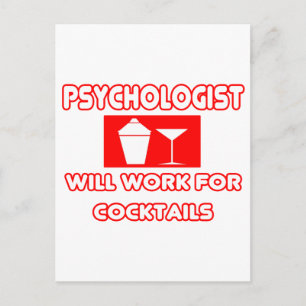 Psycholoog...zal voor cocktails werken briefkaart