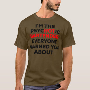 Psychotische barman grappig design t-shirt