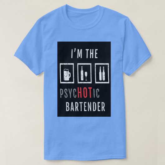 PSYCHTISCHE BARTENDER T-SHIRT (Design voorkant)