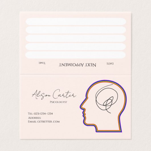 psycology editable business card  (Outside Unfolded)