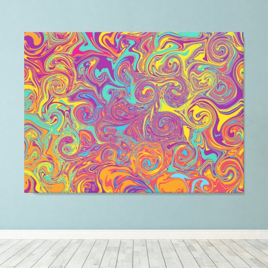 Psyedelisch abstract afdrukcanvas Retro Canvas Afdruk (Insitu (Houten vloer))