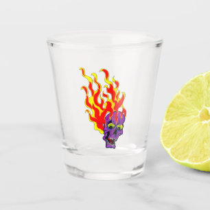 Psyko-Daizie Vlammende Schedel Tattoo Flash Shotgl Shot Glas