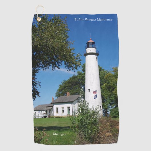 Pt Aux Barques Lighthouse groot golfhanddoek (Voorkant)