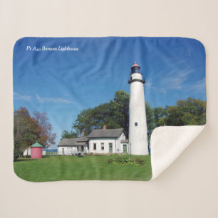 Pt. Aux Barques Lighthouse sherpa blanket Deken