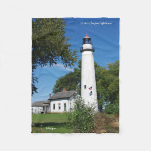 Pt Aux Barques Lighthouse tall fleece deken