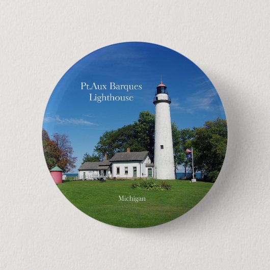 Pt Aux Barques Lighthouse-toets Ronde Button 5,7 Cm (Voorkant)