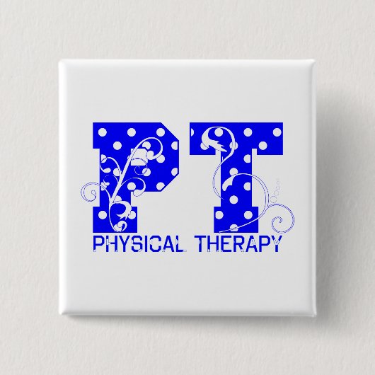 PT Blauw Wit Polka stippen Vierkante Button 5,1 Cm (Voorkant)