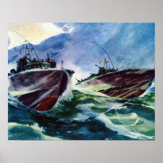 PT BOATS WW2 Hunters van het ZEE! NAVY-boot Poster