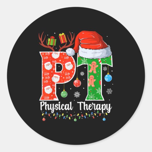 Pt Christmas Physical Therapy Christmas Pt Xmas  Ronde Sticker (Voorkant)
