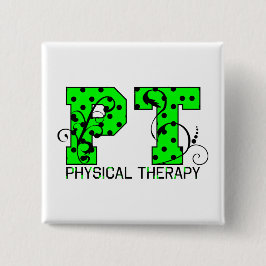 PT Groene en zwarte stippen Vierkante Button 5,1 Cm