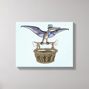 Pteranodon met een mandje canvas afdruk