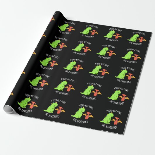 Ptero-ble Puns zijn rauwe dinosaur pun Dark BG Cadeaupapier (Uitgerold)