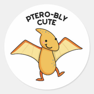 Pterobly Schattigee Grappige Dinosaurus Pterodacty Ronde Sticker