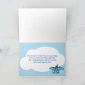 Pterodactyl Dinosaur Boy Baby shower Dank u wel Bedankkaart (Binnen)