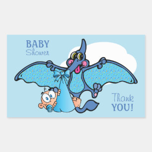 Pterodactyl Dinosaur Het is een Baby shower van ee Rechthoekige Sticker
