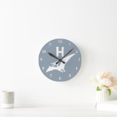 Pterodactyl Dinosaur Monogram Nursery Wall Clock Ronde Klok (Huis)