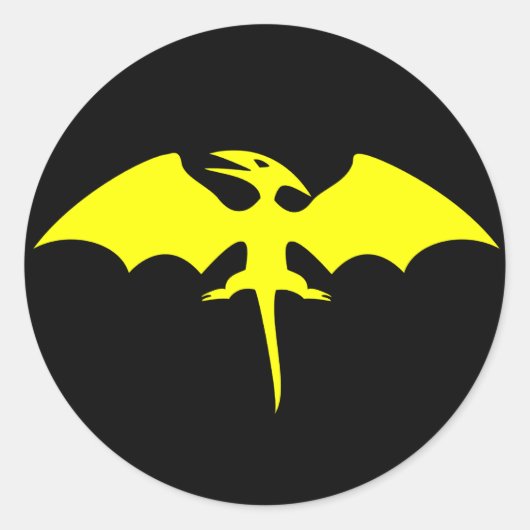Pterodactyl Dinosaur Superheld Logo Ronde Sticker (Voorkant)