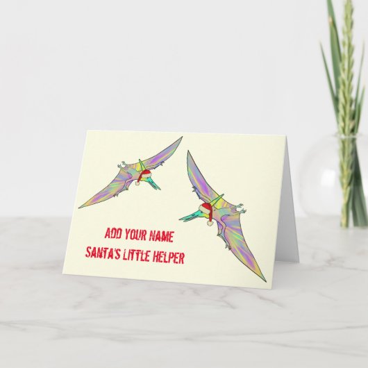 Pterodactyl Festive Dinosaur Funny Santa Slogan Kaart (Voorkant)