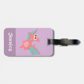 Pterodactyldinosaurus Girls Paarse Bagagelabel (Achterkant horizontaal)