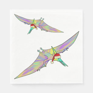Pterodactylus Kleurrijke Kerstmis Dinosaurus Grapp Servet