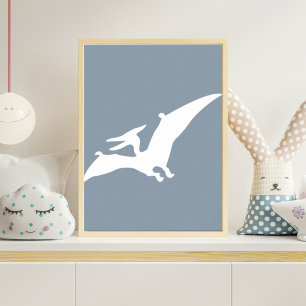 Pterodactylus Silhouette Kinderkamer Muur Kunst Bl Poster