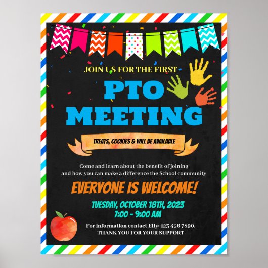 PTO PTA Meeting school sjabloon Poster (Voorkant)