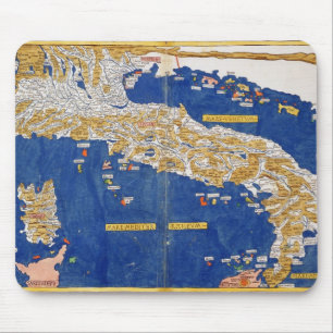 Ptolemaic Map of Italy, 1482 (gekleurde litho) Muismat