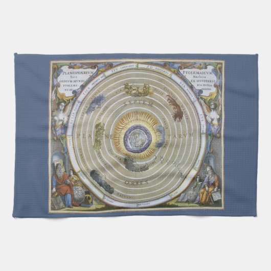  Ptolemaic Planisphere door Andreas Cellarius Theedoek (Horizontaal)