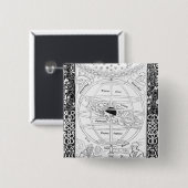 Ptolemy's Systeem Vierkante Button 5,1 Cm (Voorkant /achterkant)