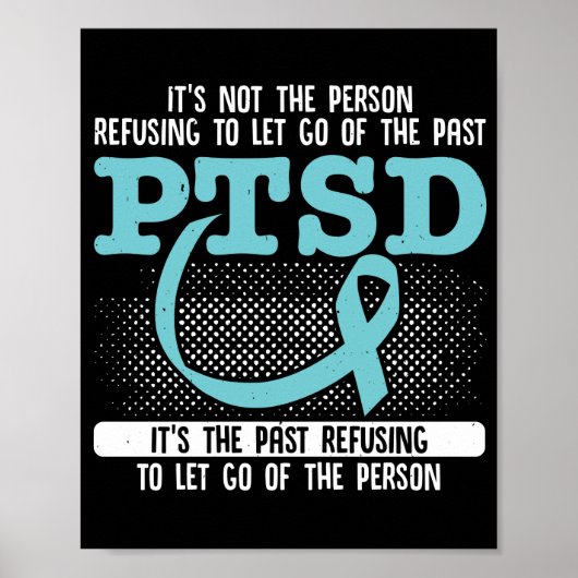 PTSD Awareness PTSD Blauwgroen lint Poster (Voorkant)