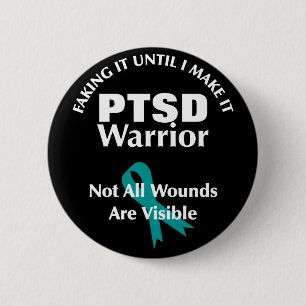PTSD Awareness Quottes Blauwgroen lint Graphic Ronde Button 5,7 Cm