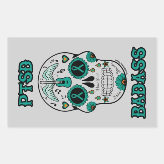 PTSD Badass-suikerschedel Rechthoekige Sticker (Voorkant)