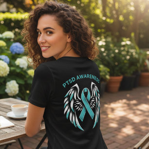 PTSD-bewustzijn Lint met engelenvleugels in het li Tri-Blend Shirt