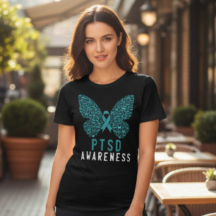 PTSD-bewustzijnslint Vlinder Tri-Blend Shirt