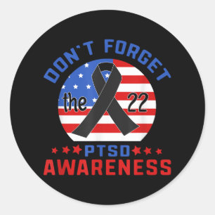 Ptsd Suicide Awareness American Veteran Soldaat 22 Ronde Sticker