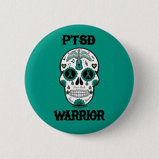 PTSD WARRIOR suikerschedel Ronde Button 5,7 Cm (Voorkant)
