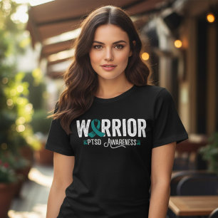 PTSD Warrior Teal Lintband Bewustzijn Tri-Blend Shirt