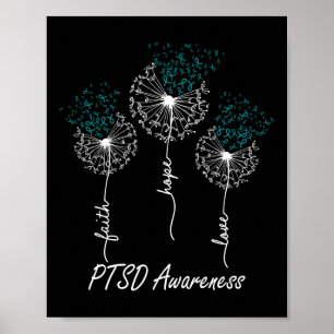 PTSS Bewustzijn Geloof Hoop Liefde Paardebloem Poster