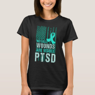 PTSS Bewustzijn Ik Draag Blauwgroen steun de troep T-shirt
