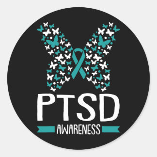PTSS-bewustzijn na traumatische stressstoornis rib Ronde Sticker