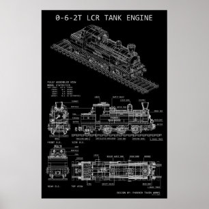 PTW 0-6-2T Tanklocomotief "Blauwdruk" Poster