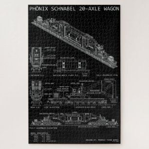 PTW Schnabel Trein Wagon "Blauwdruk" Groot Legpuzzel