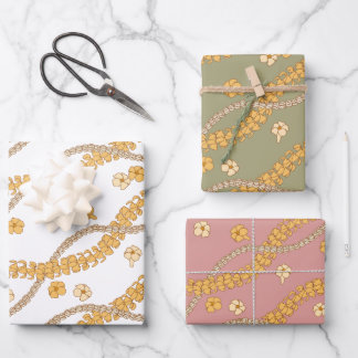 Puakenikeni Lei inpakpapier Platte plaat Set van 3 Vel