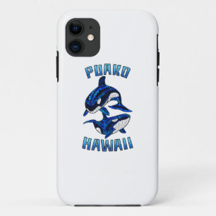 Puako Hawaii Vacation Tribal Whale Orcas iPhone 11 Hoesje