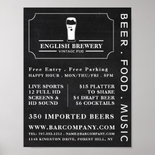  Pub Chalkboard, Pub/Brewery Adverteren Poster