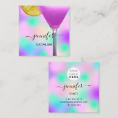 Pub Coctail Wijnbar Drink Roze Violet Lavendel Vierkante Visitekaartje (Voorkant / Achterkant)