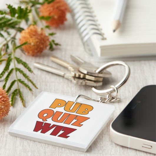 Pub Quiz Wiz Grappig Trivia Kampioen Plezier Sleutelhanger (Voorkant Rechts)