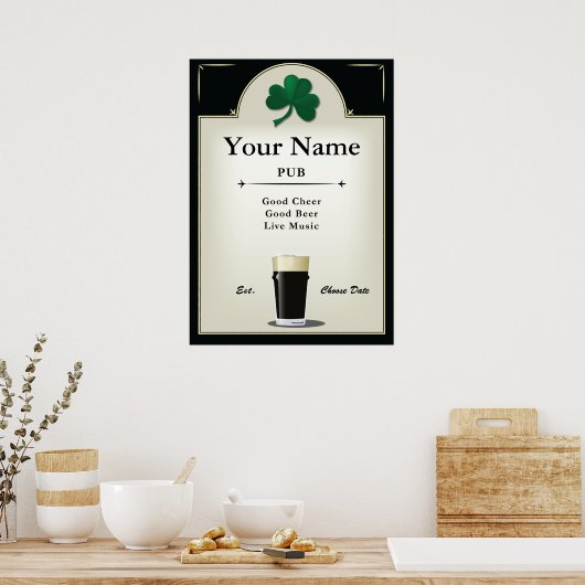 Pub Sign, Irish Pub, Gepersonaliseerd Poster (Keuken)