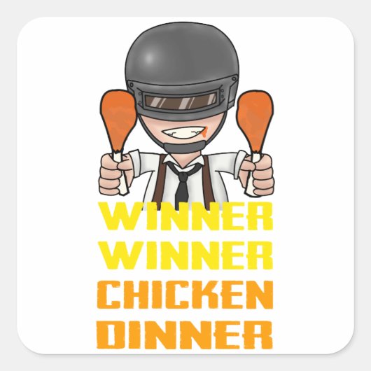 PUBG - Winnaar, Winnaar Chicken Dinner Vierkante Sticker (Voorkant)